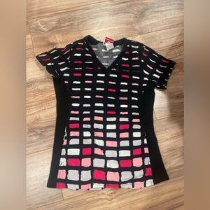 pink women's nursing healthcare scrub top